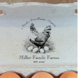 Vintage Family Farm Chicken Egg Carton  Rubber Stamp<br><div class="desc">Customize this rustic vintage look family farm chicken egg carton stamp. Square vintage antique chicken and egg design. Easily customize with your local organic family farm small business farm to table information. Add established date or additional information such as phone number or website. Personalized custom egg farm stamp.</div>
