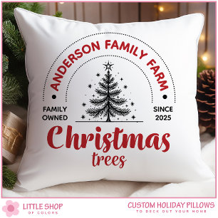 Vintage Family Farm Christmas Trees Customizable Throw Pillow