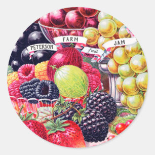 Vintage Family Farm Fruit Jam Classic Round Sticker