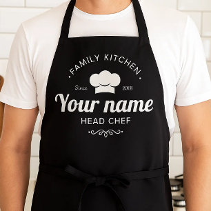 Vintage Family Kitchen Head Chef Typography Design Apron