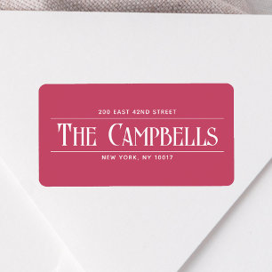 Vintage Family Name Red Return Address Label