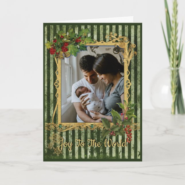 Vintage Family Photo Holiday Personalize Greeting (Front)
