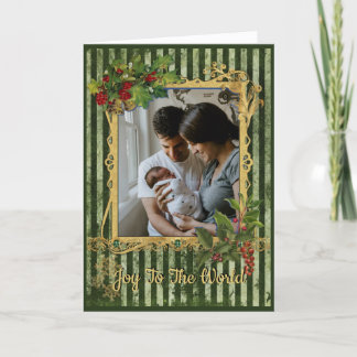 Vintage Family Photo Holiday Personalize Greeting Card