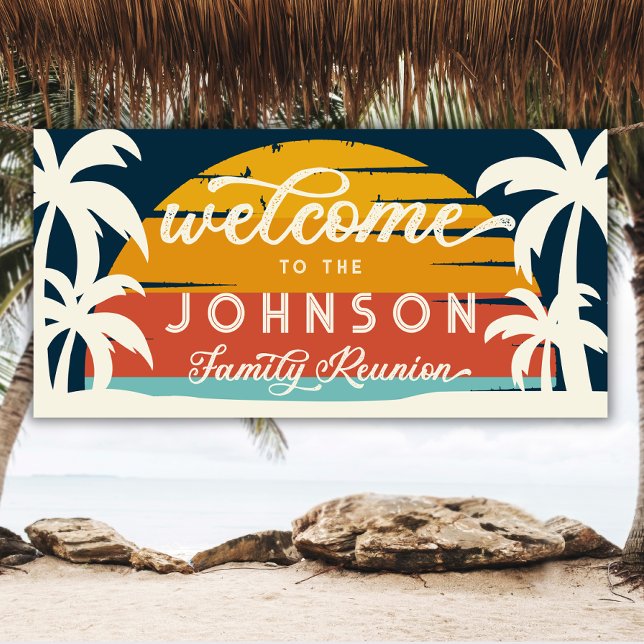 Vintage Family Reunion Beach Sunset Welcome  Banner (Creator Uploaded)