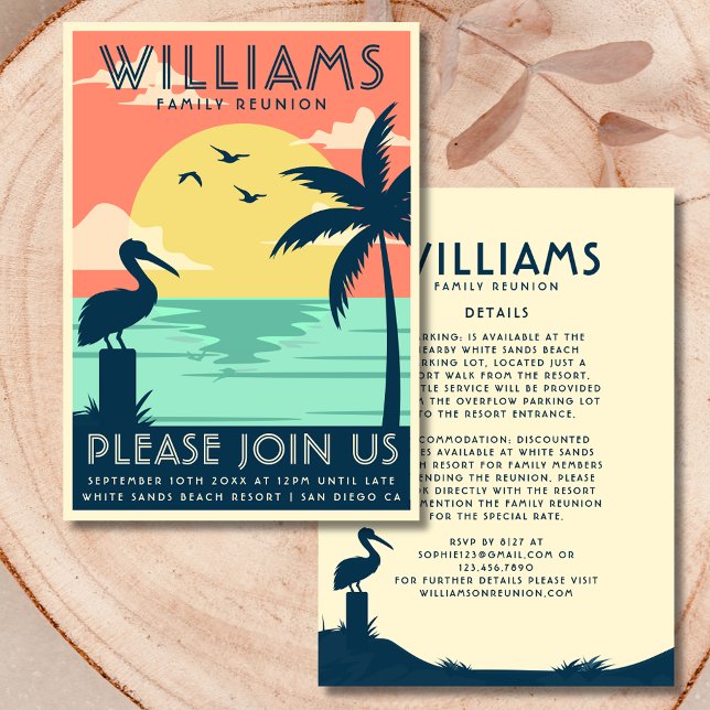 Vintage Family Reunion Summer Beach Gathering  Invitation (Creator Uploaded)