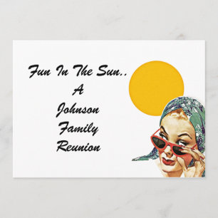 Vintage Family Reunion Summer Sun Lady Invitation
