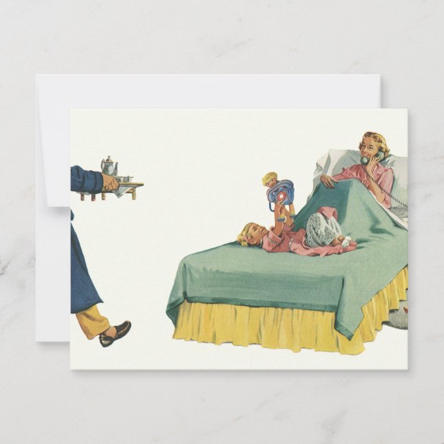 Vintage Family Serving Mom Breakfast in Bed (Front)