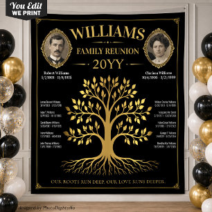 Vintage Family Tree Banner, Custom Family Reunion Tapestry