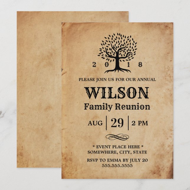 Vintage Family Tree Family Reunion Invitation (Front/Back)