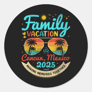 Vintage Family Vacation Cancun  Classic Round Sticker