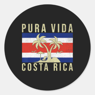 Vintage Family Vacation Costa Rica Flag Pura Vida  Classic Round Sticker