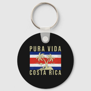 Vintage Family Vacation Costa Rica Flag Pura Vida Keychain