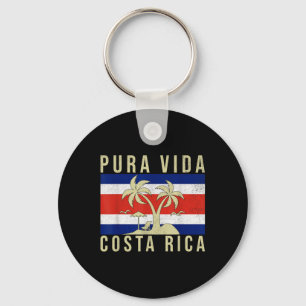 Vintage Family Vacation Costa Rica Flag Pura Vida Keychain
