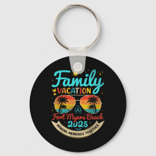Vintage Family Vacation Fort Myers Beach 2025 Flor Keychain