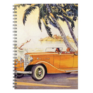 Vintage Family Vacation in a Convertible Car Notebook