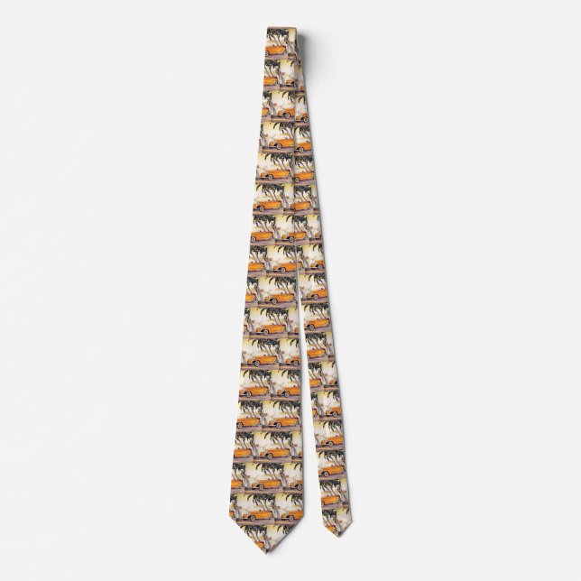 Vintage Family Vacation in a Convertible Car Tie (Front)