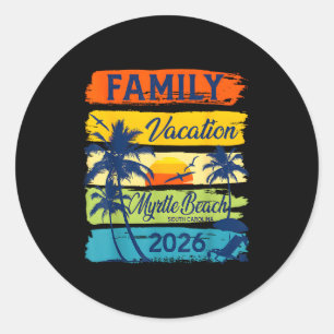 Vintage Family Vacation Myrtle-beach 2026 Matching Classic Round Sticker