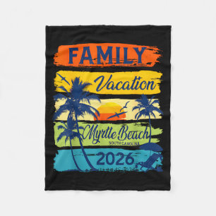 Vintage Family Vacation Myrtle-beach 2026 Matching Fleece Blanket