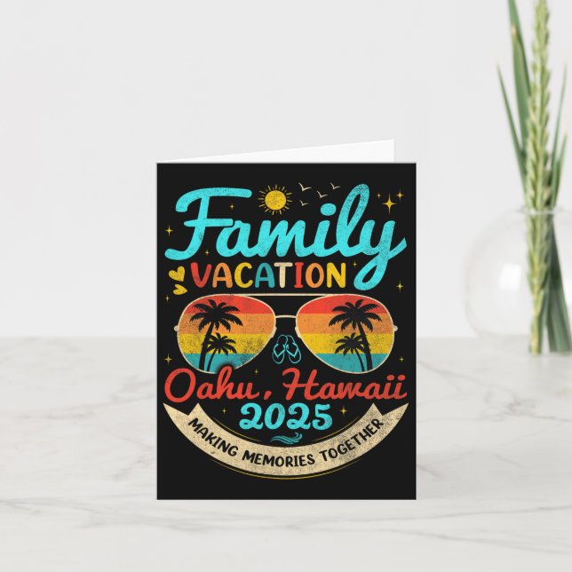 Vintage Family Vacation Oahu  Card (Front)