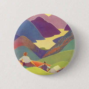 Vintage Family Vacation, Picnic in the Mountains 2 Inch Round Button