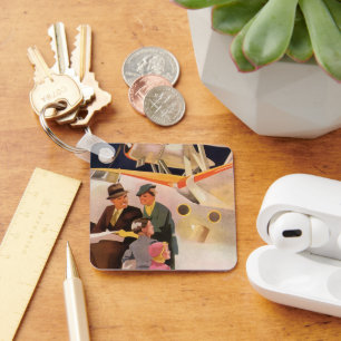 Vintage Family Vacation Via Seaplane w Propellers Keychain