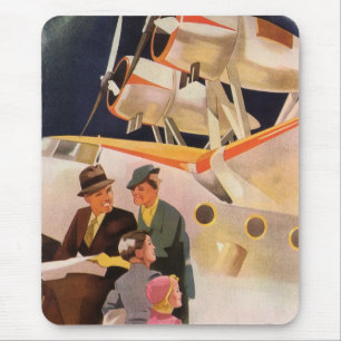 Vintage Family Vacation Via Seaplane w Propellers Mouse Pad