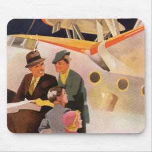 Vintage Family Vacation Via Seaplane w Propellers Mouse Pad