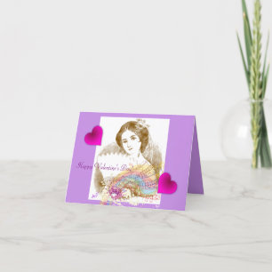 Vintage Fan Lady Valentine Carte pour notes