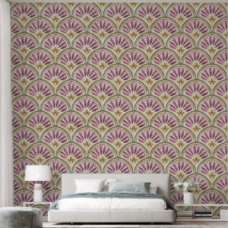 Vintage Fan Palm Watercolor Pattern Wallpaper