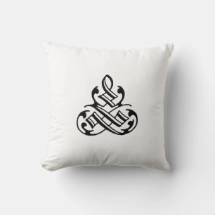 Vintage Fancy Flourish Black and White Pillow