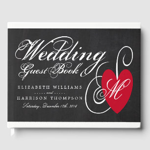 Vintage Fancy Heart - Chalkboard Wedding Guest Book