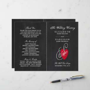 Vintage Fancy Heart - Chalkboard Wedding Programme