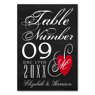 Vintage Fancy Heart - Chalkboard Wedding Table Number