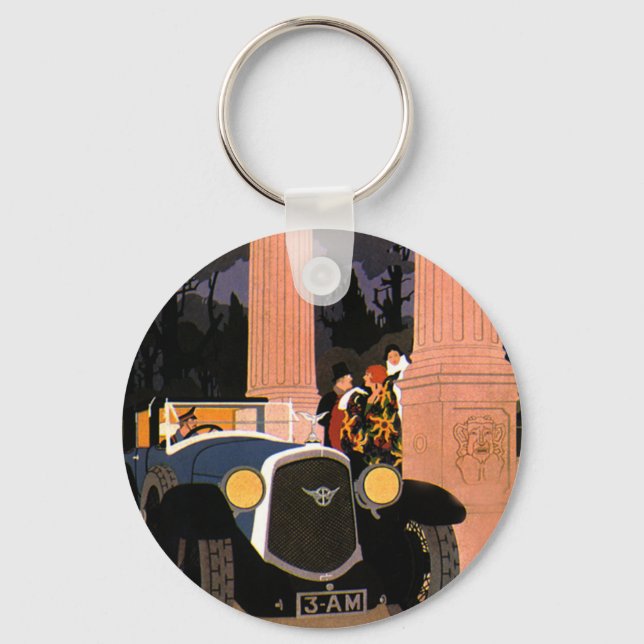 Vintage Fancy Travel, Elegant Convertible Car Keychain (Front)