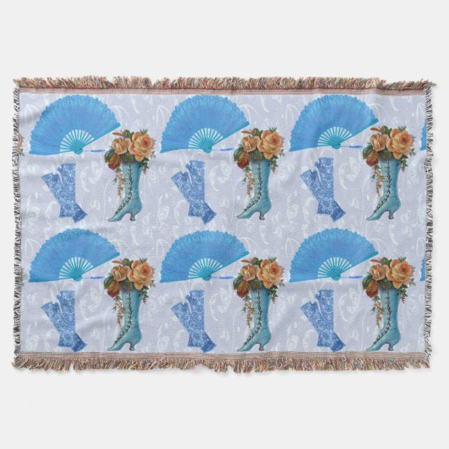 Vintage Fans & Boots Throw Blanket (Front)