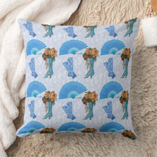 Vintage Fans & Boots Throw Pillow
