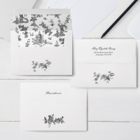 Vintage Fantastic Fountains and Trees Toile-B & W