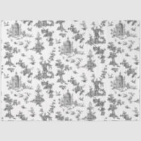 Vintage Fantastic Fountains and Trees Toile-B & W