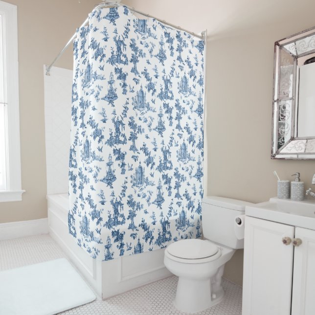 Vintage Fantastic Fountains and Trees Toile-Blue (In Situ)