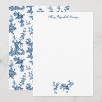 Vintage Fantastic Fountains and Trees Toile-Blue