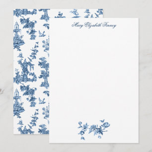Vintage Fantastic Fountains and Trees Toile-Blue Card