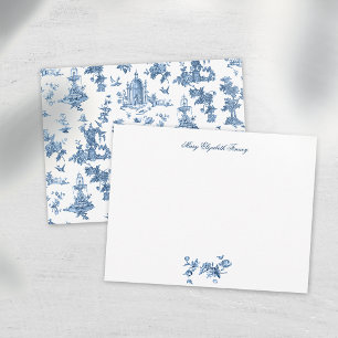 Vintage Fantastic Fountains and Trees Toile-Blue Card