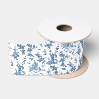 Vintage Fantastic Fountains and Trees Toile-Blue