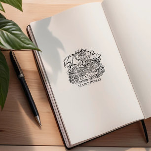 Vintage Fantasy Baby Dragon Ex Libris Rubber Stamp