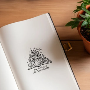 Vintage Fantasy Castle Bookplate Rubber Stamp