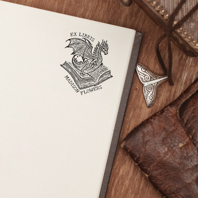 Vintage Fantasy Dragon Ex Libris  Rubber Stamp (Creator Uploaded)