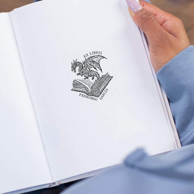 Vintage Fantasy Dragon Ex Libris  Rubber Stamp (Creator Uploaded)