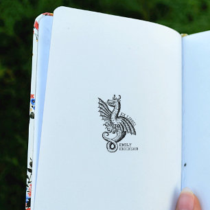 Vintage Fantasy Dragon, Library Ex Libris Rubber Stamp