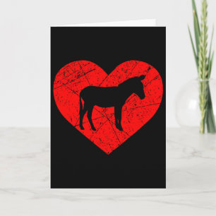 Vintage Farm Animal Donkey Lover Heart Love Valent Card