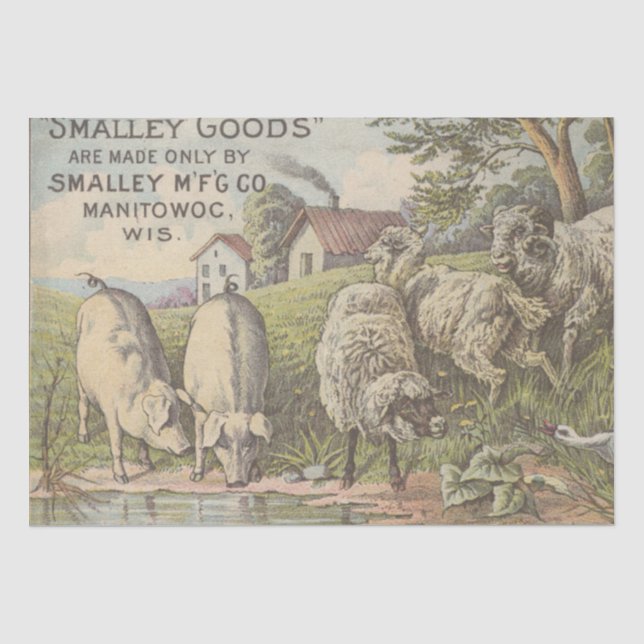 Vintage Farm Animal Ephemeral Farmhouse Decoupage  Tissue Paper (Front)